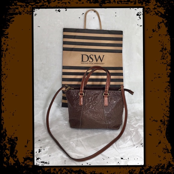 Fossil Handbags - FOSSIL TWO TONED LEATHER EMBOSSED PURSE/HANDBAG